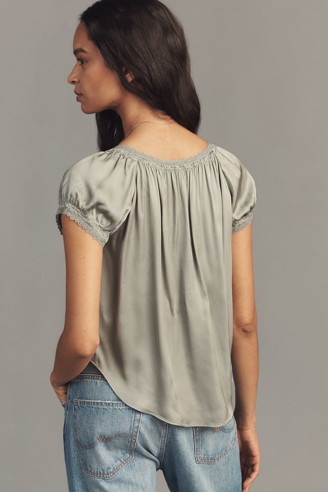 By Anthropologie Amber Short-Sleeve Silken Top #2