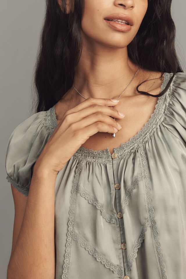 By Anthropologie Amber Short-Sleeve Silken Top #3