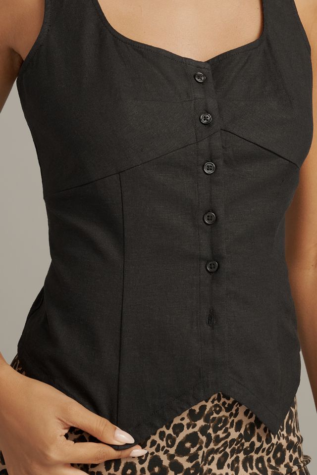 By Anthropologie Open-Back Linen Blend Vest #3