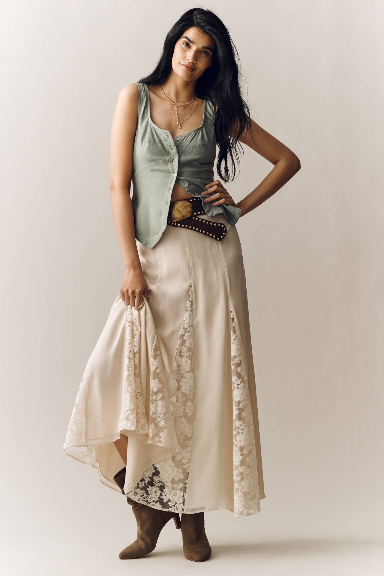 By Anthropologie Open-Back Linen Blend Vest