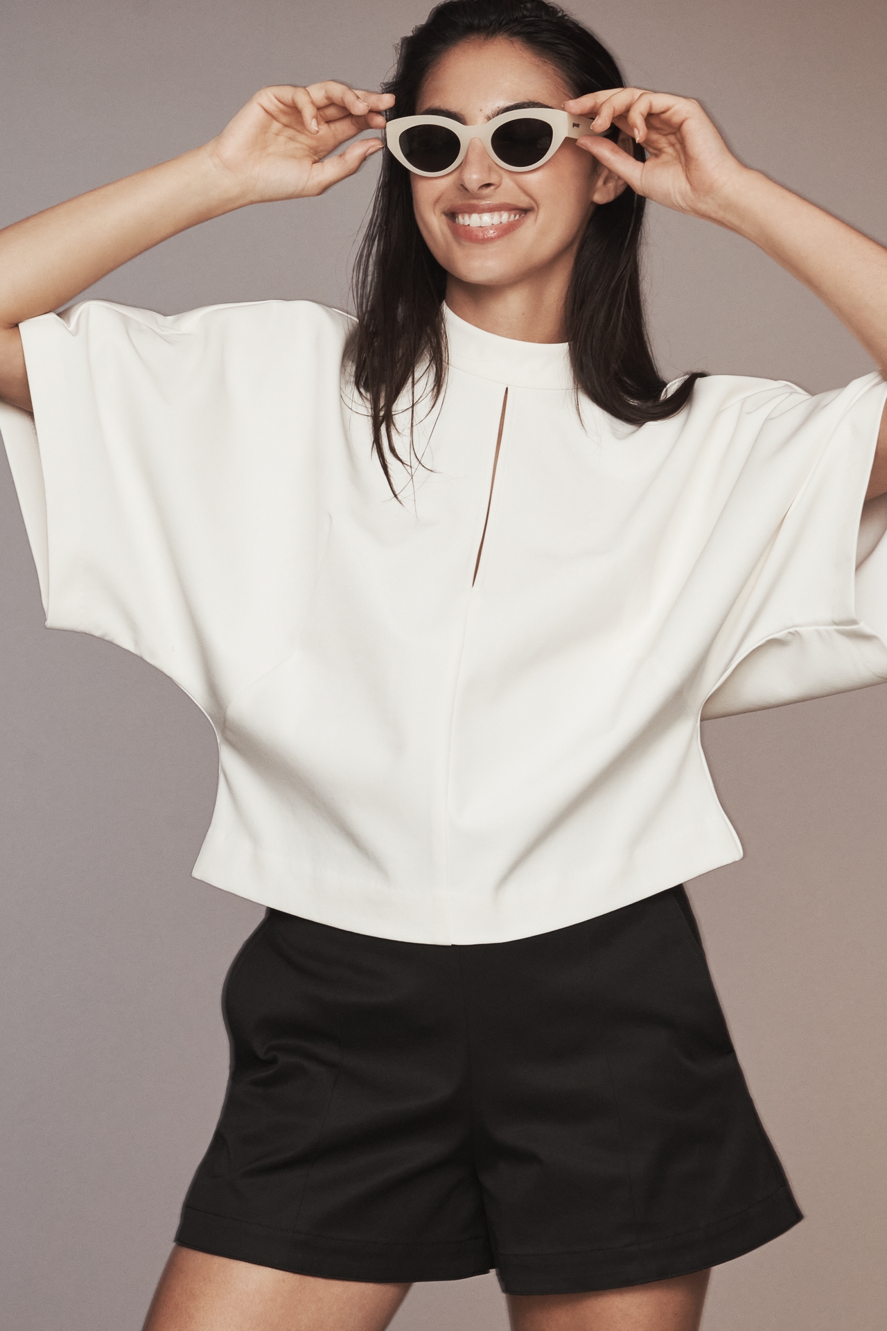 Maeve Mock-Neck Batwing Top