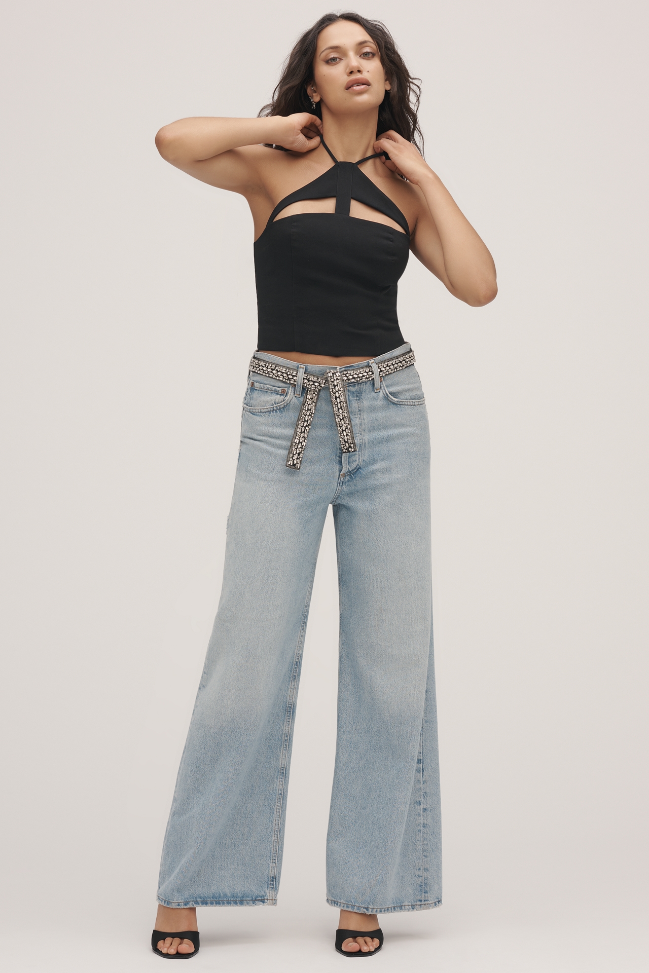 By Anthropologie Strappy Cutout Halter Tank Top