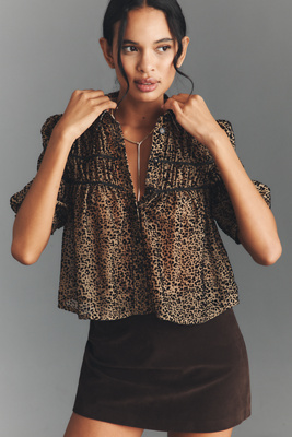 Maeve The Leandra Shirred Yoke Blouse By  In Green