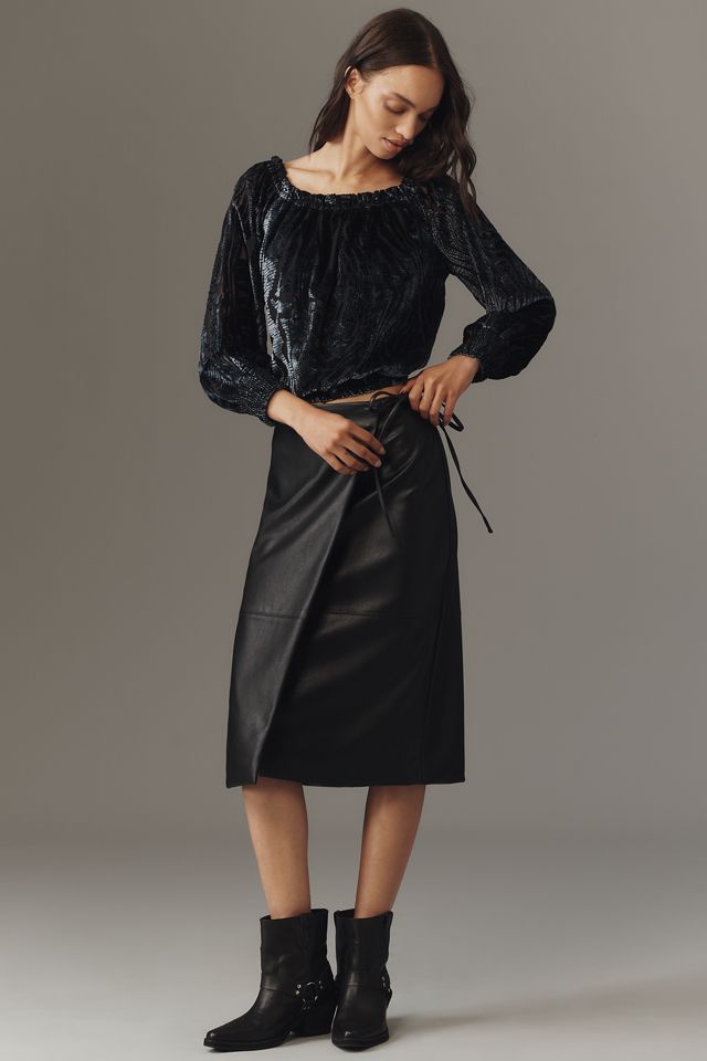 By Anthropologie Off-Shoulder Burnout Velvet Blouse #2