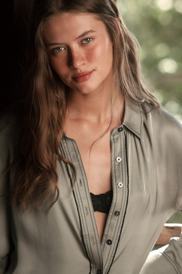 Pilcro Longline Silky Buttondown Shirt In Gray