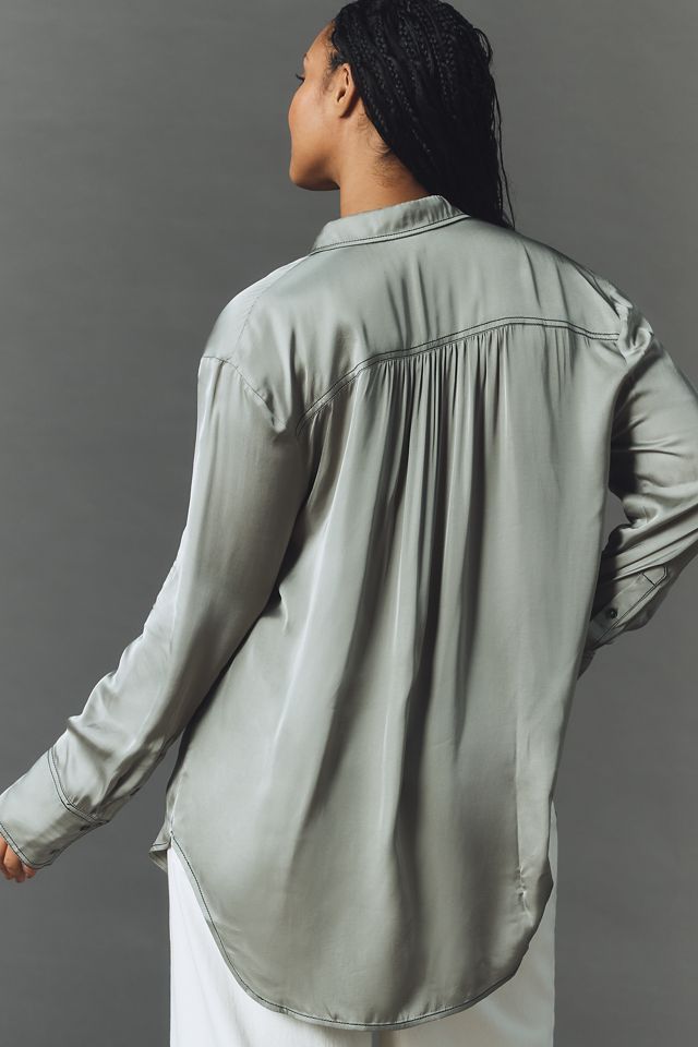 Pilcro Longline Silky Buttondown Shirt #5