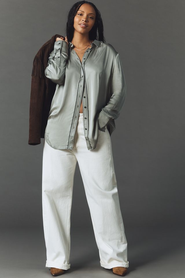 Pilcro Longline Silky Buttondown Shirt #6