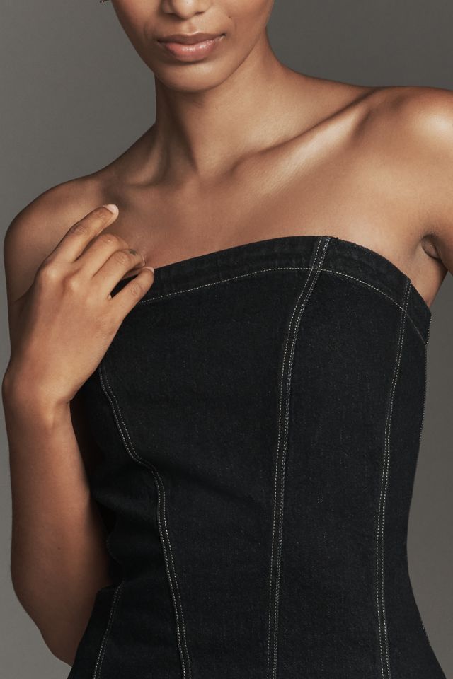 Pilcro Strapless Faux-Fur Trim Corset Top #3