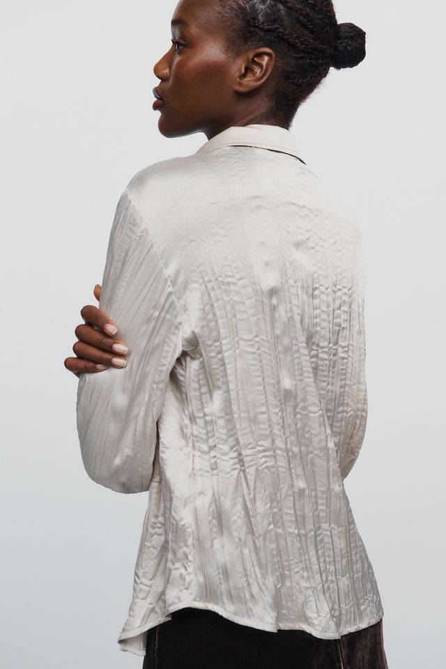 By Anthropologie Long-Sleeve Ruffled Silken Blouse #2