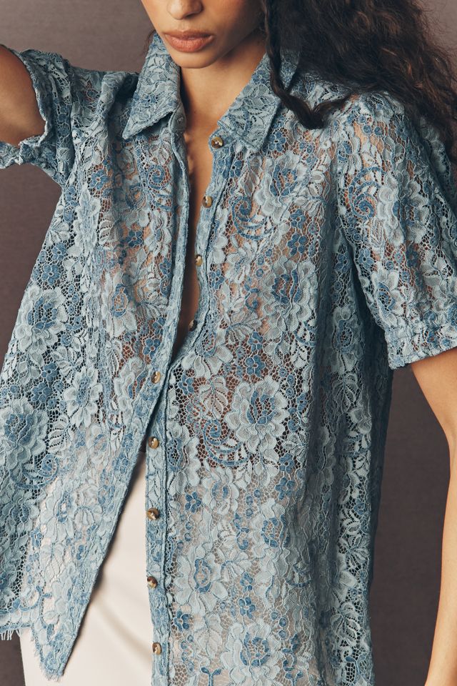 The Aly Lace Puff-Sleeve Blouse by Pilcro #2