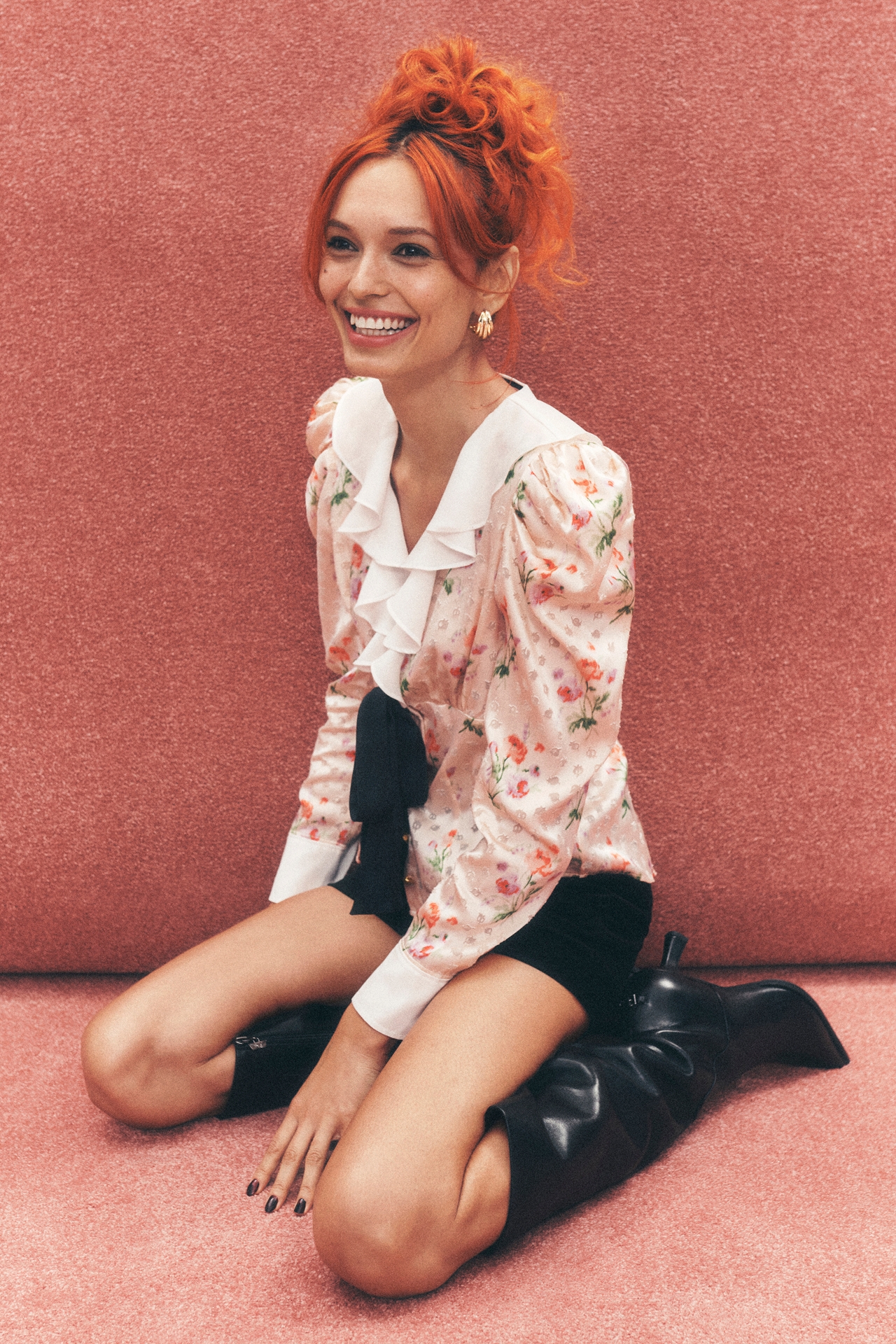 Maeve Long-Sleeve Ruffle-Front Blouse