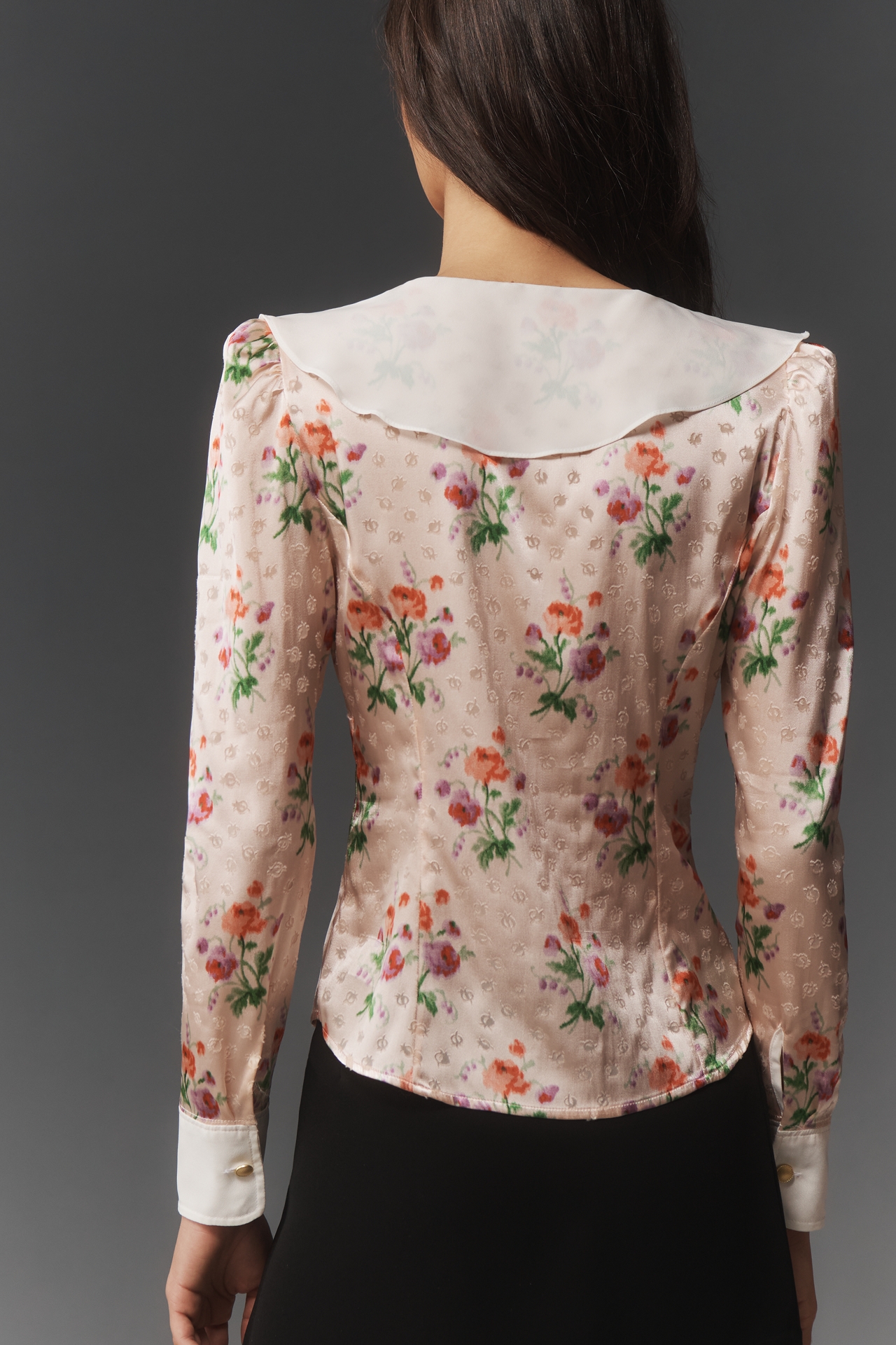 Maeve Long-Sleeve Ruffle-Front Blouse