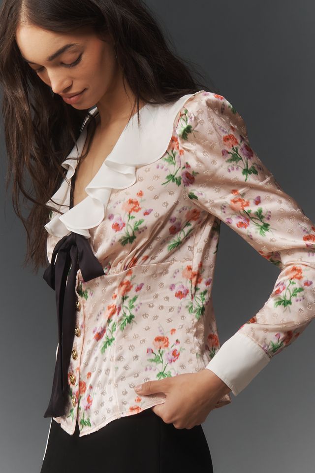 Maeve Long-Sleeve Ruffle-Front Blouse #4