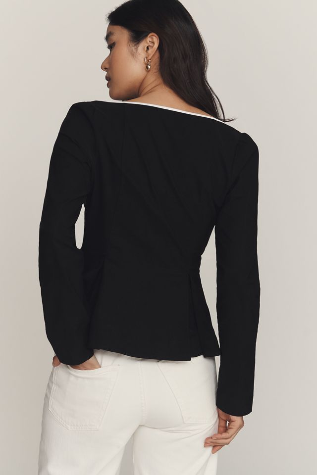 Maeve Zip-Front Square-Neck Blouse | Anthropologie
