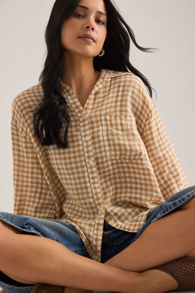 La chemise boutonnée Bennet rétrécie en lin par Maeve #5