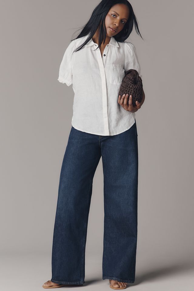 Aly 100% European Linen Puff-Sleeve Blouse #6