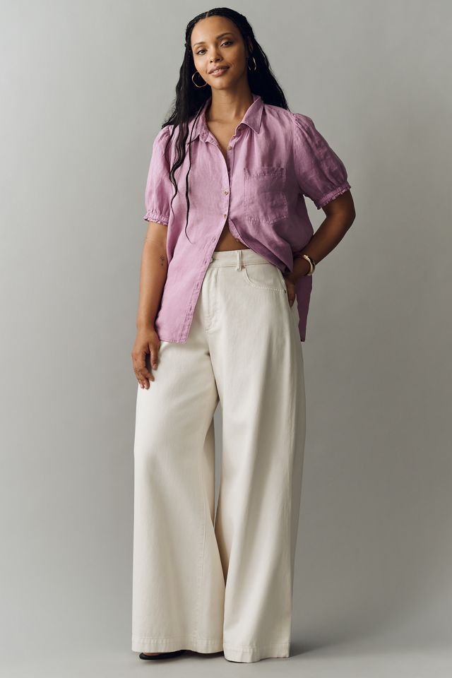 Aly 100% European Linen Puff-Sleeve Blouse #6