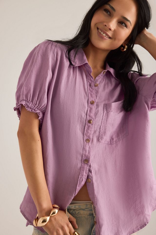 Blouse Aly à manches bouffantes en lin européen 100% #4