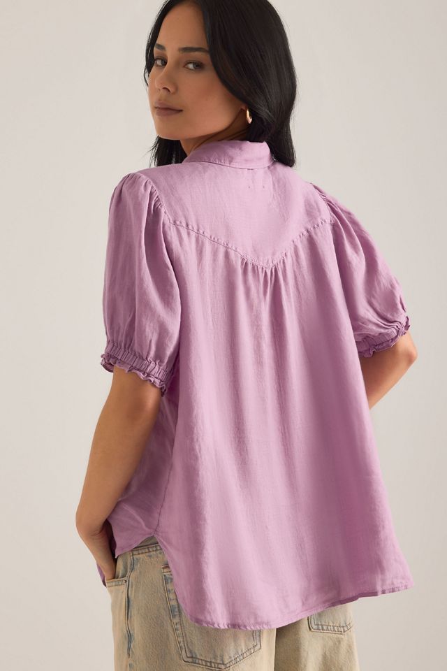 Blouse Aly à manches bouffantes en lin européen 100% #1