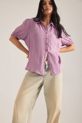 Blouse Aly à manches bouffantes en lin européen 100%