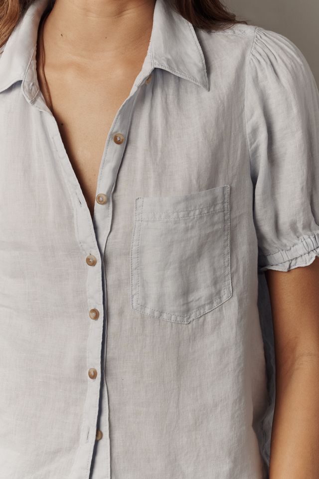 Pilcro Aly 100% Linen Puff-Sleeve Blouse #1