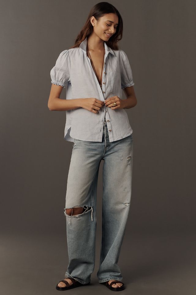 Pilcro Aly 100% Linen Puff-Sleeve Blouse #2