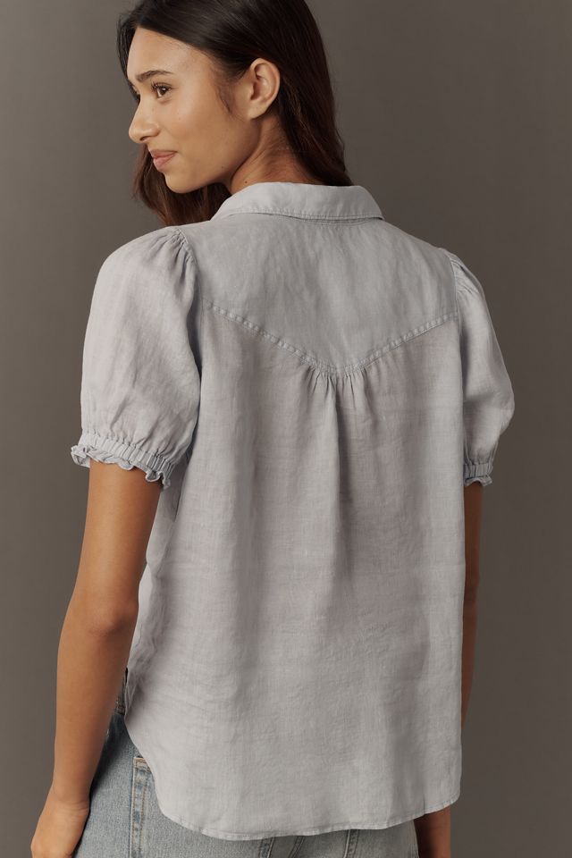 Pilcro Aly 100% Linen Puff-Sleeve Blouse #3