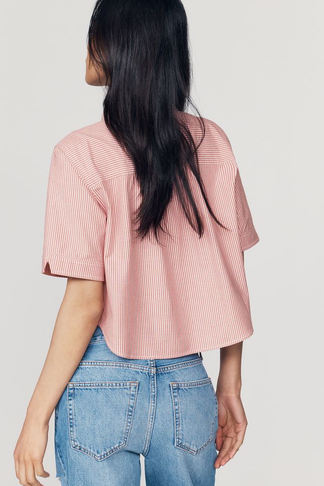 Maeve Merritt Short-Sleeve Cropped Buttondown Shirt #2