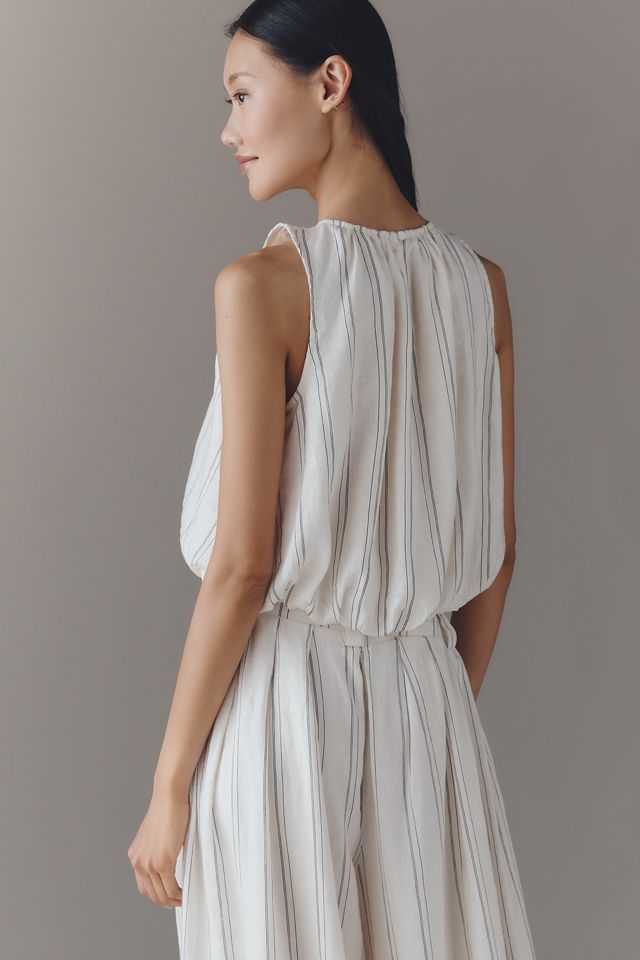 100% European Linen Sleeveless Bubble Tank #3