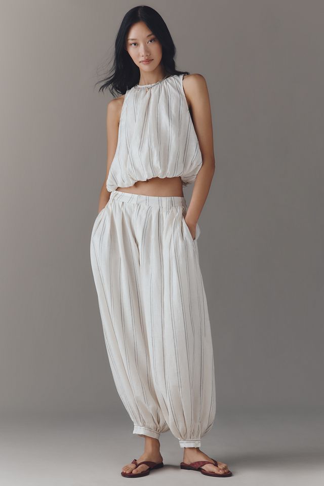 100% European Linen Sleeveless Bubble Tank #4