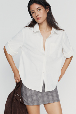 Maeve Larissa Cotton Stretch Button-Cuff Shirt by Anthropologie