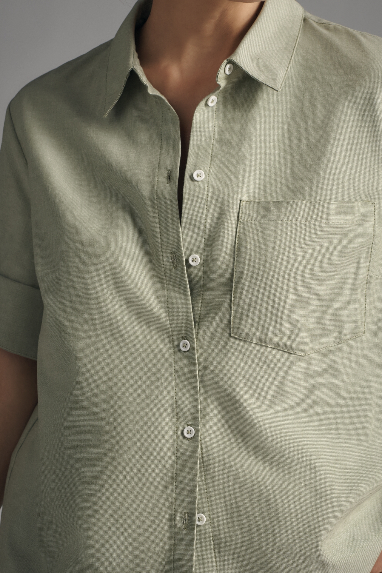 Maeve Rolled-Sleeve Oxford Buttondown Shirt