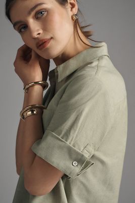 Maeve Larissa Cotton Button-Cuff Shirt 