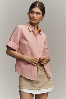 Maeve Rolled-Sleeve Oxford Buttondown Shirt
