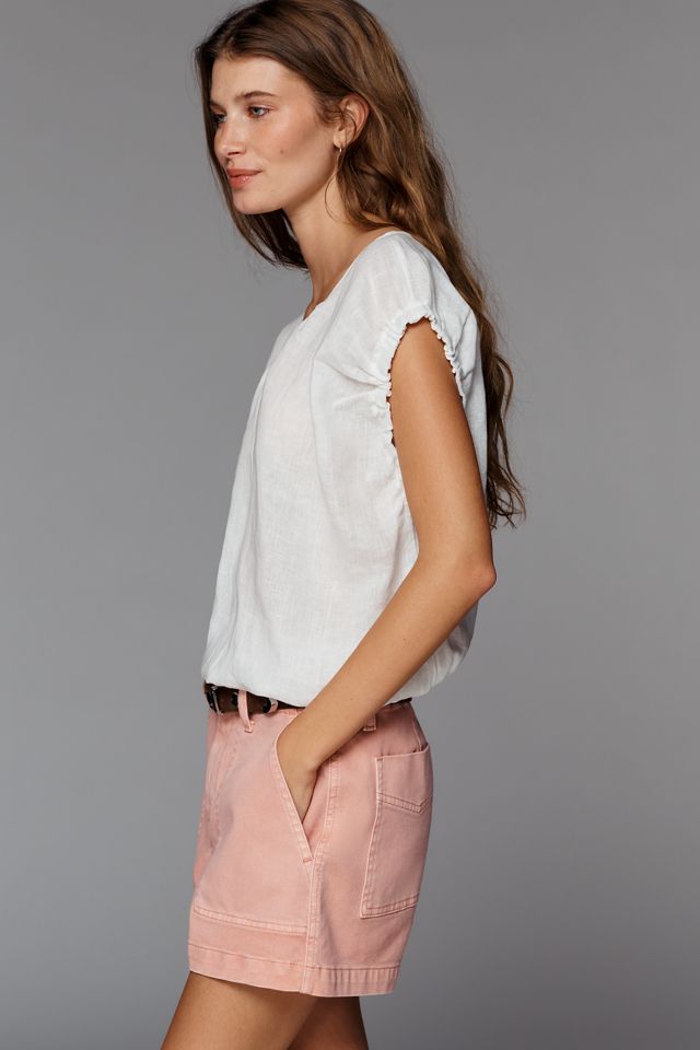 100% European Linen Zip Front Blouse #1
