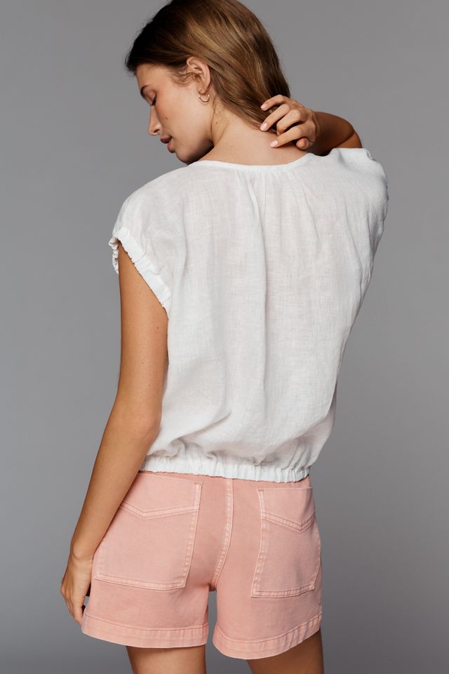100% European Linen Zip Front Blouse #2