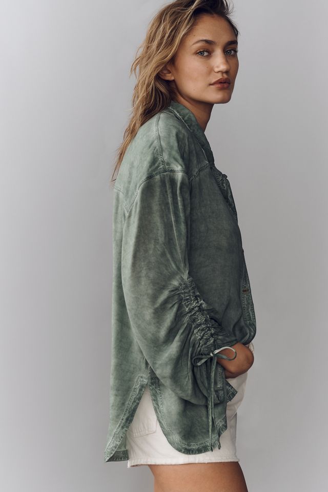 Pilcro Cinched-Sleeve Buttondown Top #1