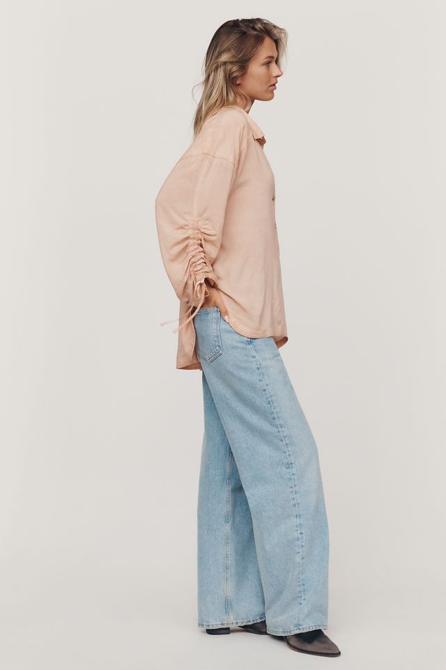 Pilcro Cinched-Sleeve Buttondown Top #1