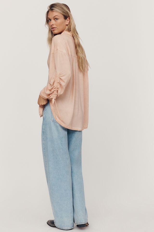 Pilcro Cinched-Sleeve Buttondown Top #3