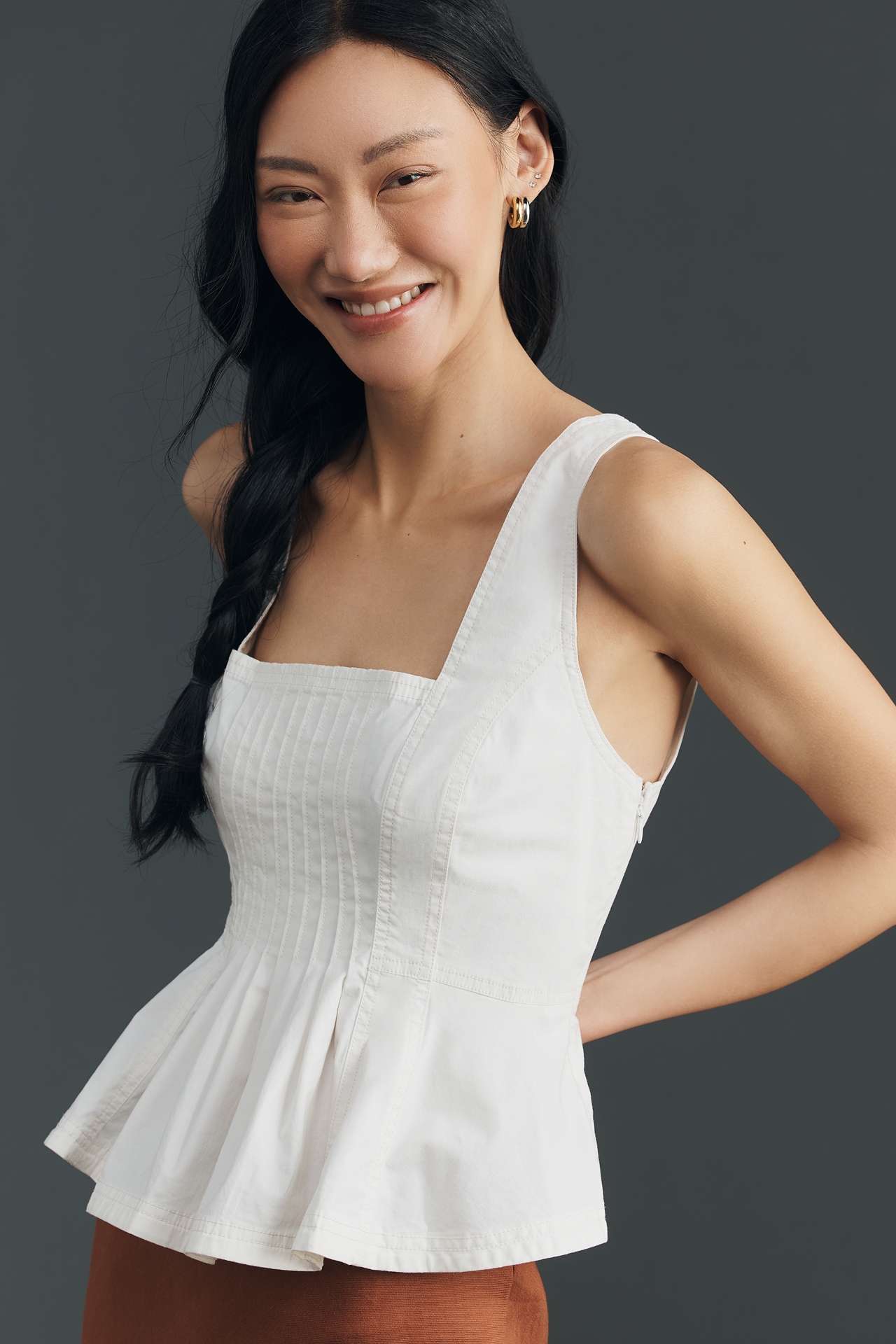 Pilcro Sleeveless Reworked Peplum Top