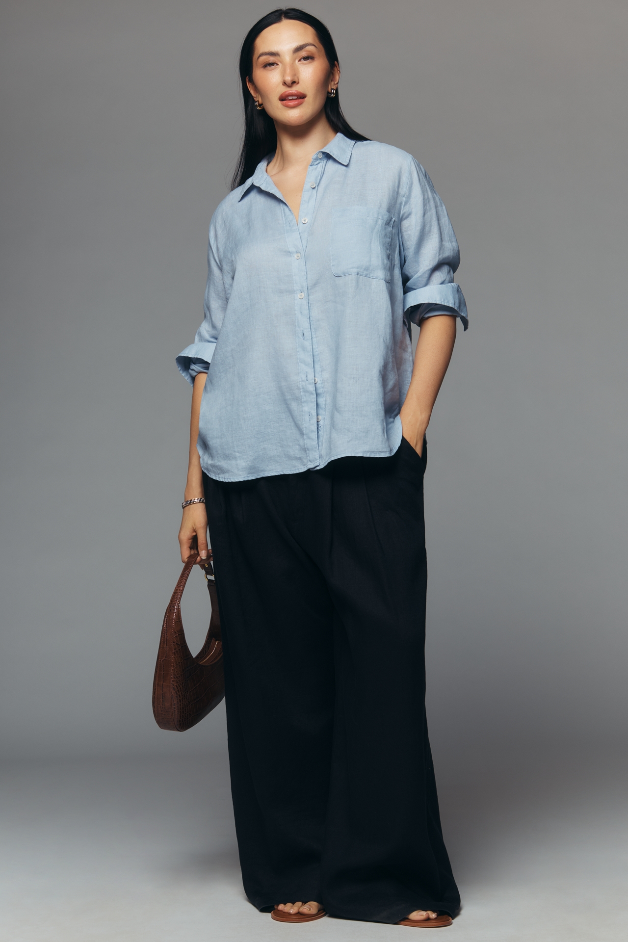 Maeve Kate 100% Linen Classic Buttondown Shirt