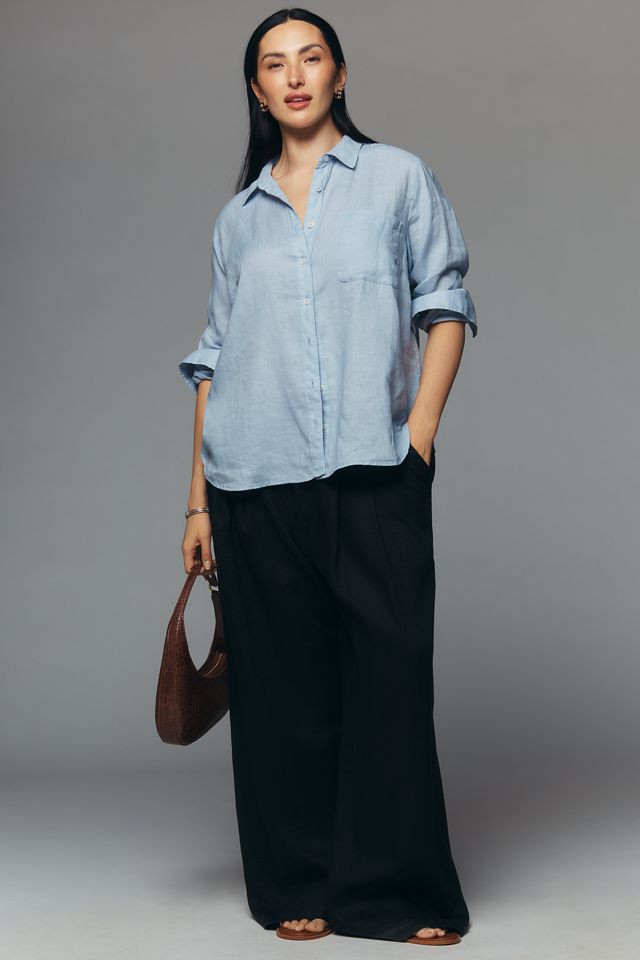 Maeve Kate 100% Linen Classic Buttondown Shirt #1