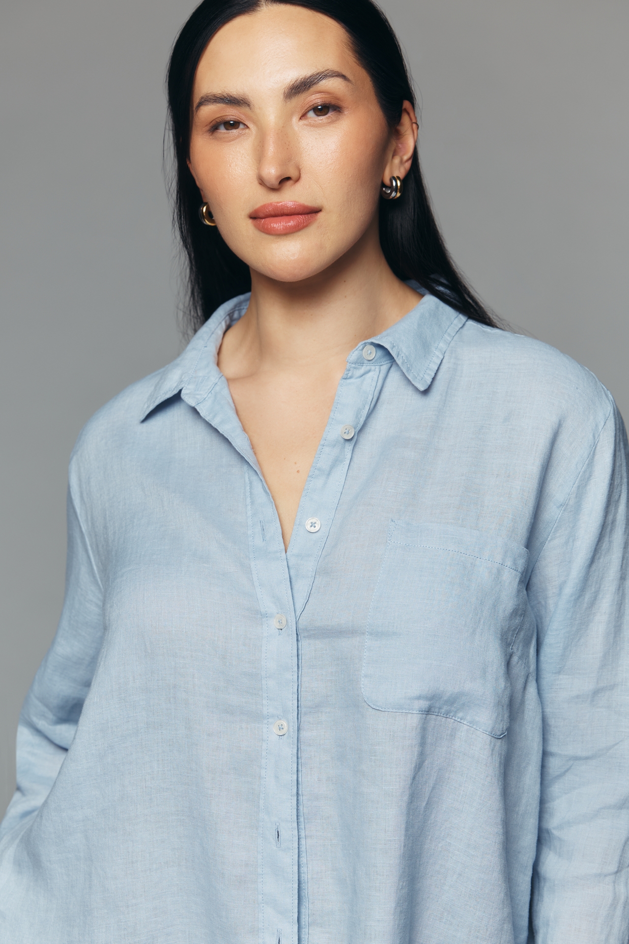 Maeve Kate 100% Linen Classic Buttondown Shirt