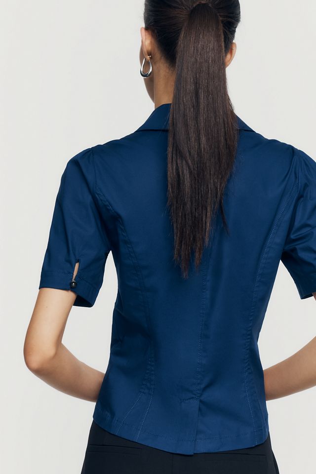 Maeve Short-Sleeve Blazer Top #1