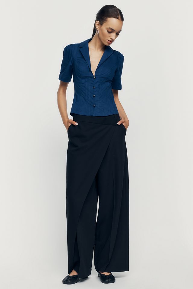 Maeve Short-Sleeve Blazer Top #2