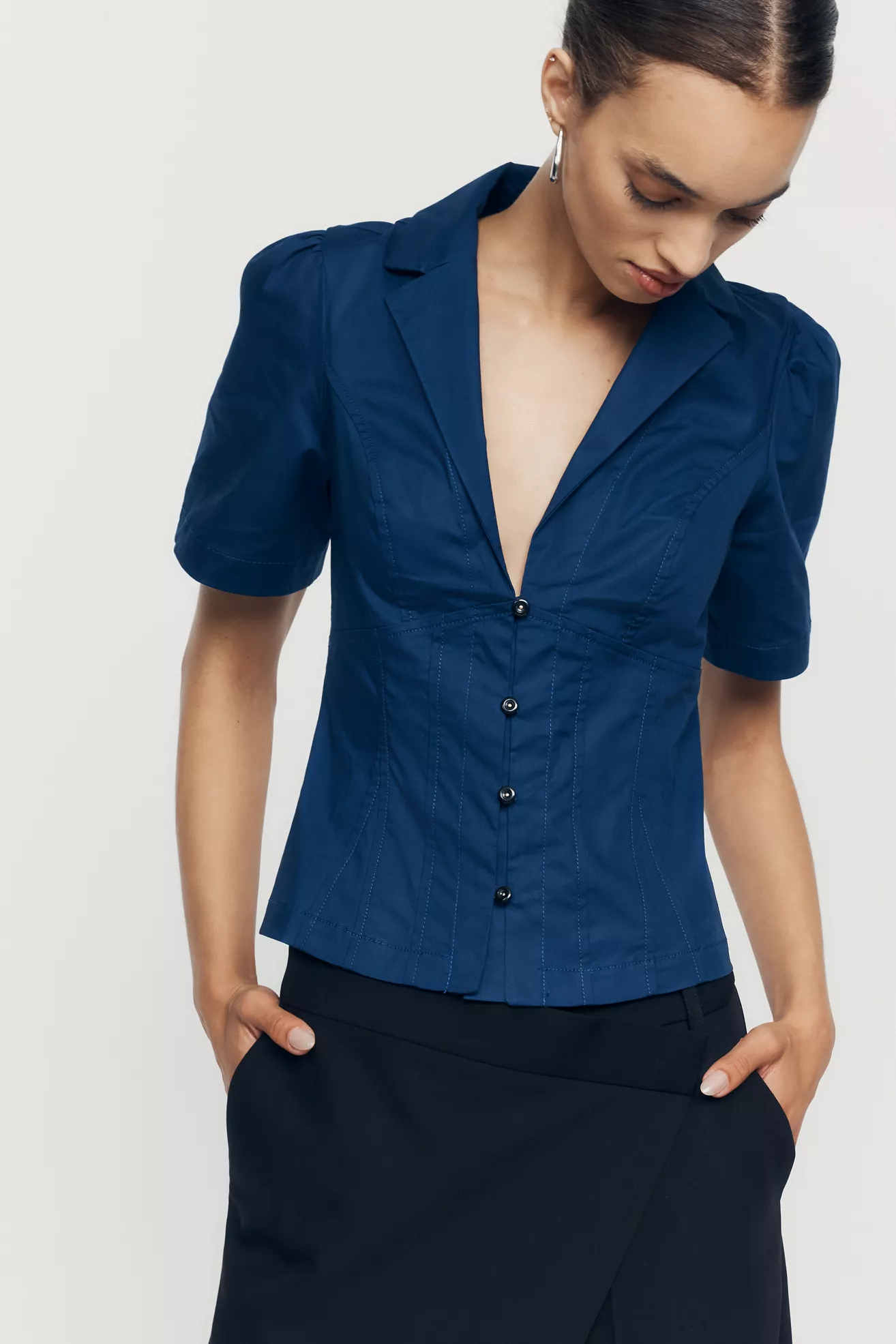 Maeve Short Sleeve Blazer Top