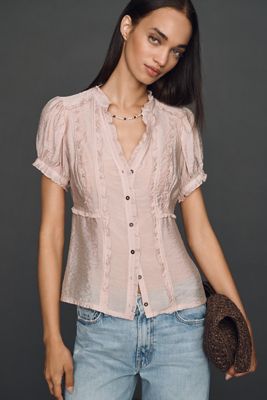 Blusa con Volantes de Manga Corta Pilcro
