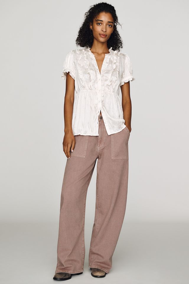 By Anthropologie Short-Sleeve Ruffle Blouse #3