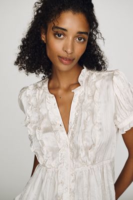 By Anthropologie Short-Sleeve Ruffle Blouse