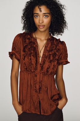 By Anthropologie Short-Sleeve Ruffle Blouse